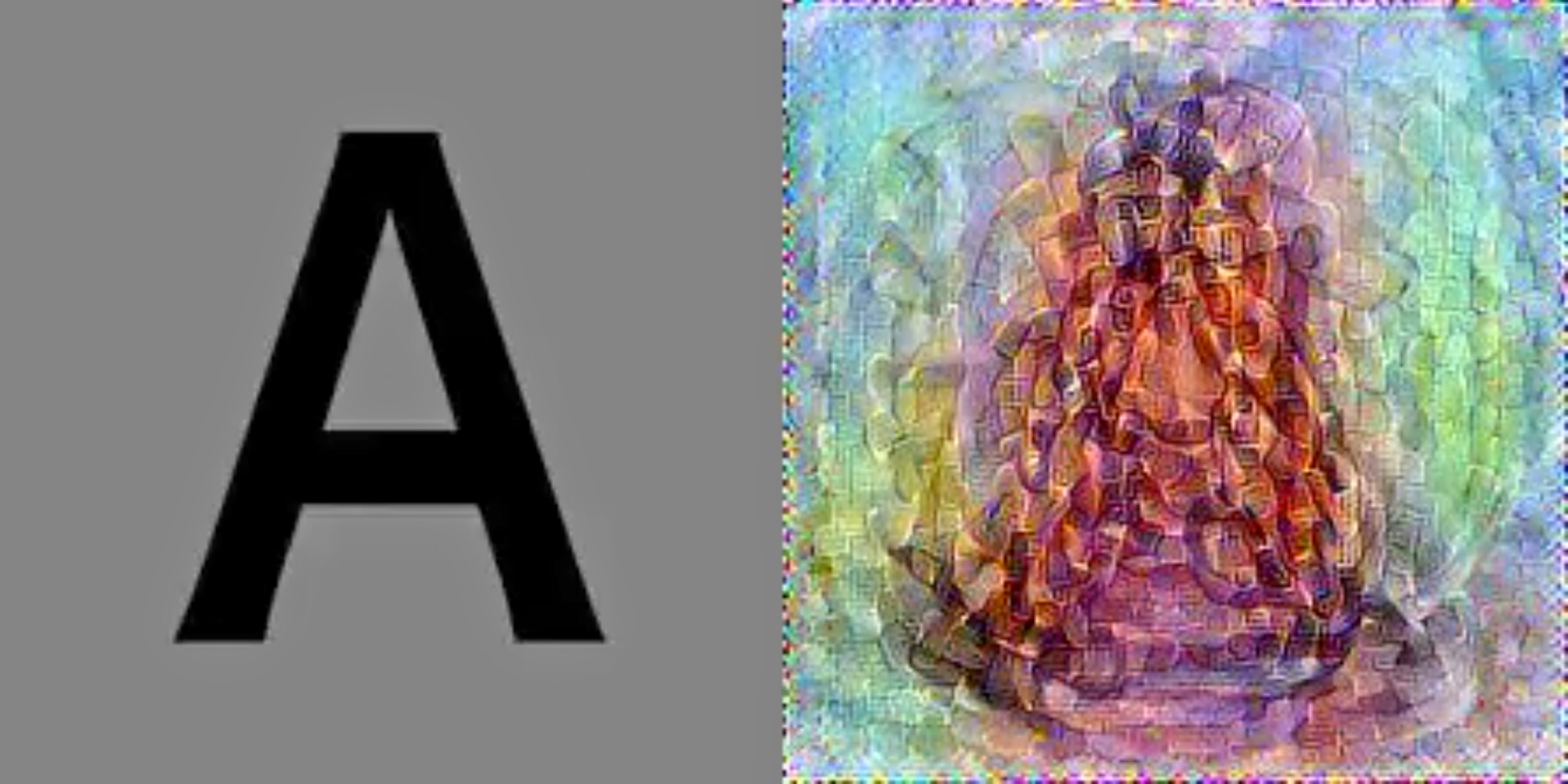 Examples of alphabetical letter reconstructions, presented on the left and reconstructed image on the right. Source: Kamitani Lab
