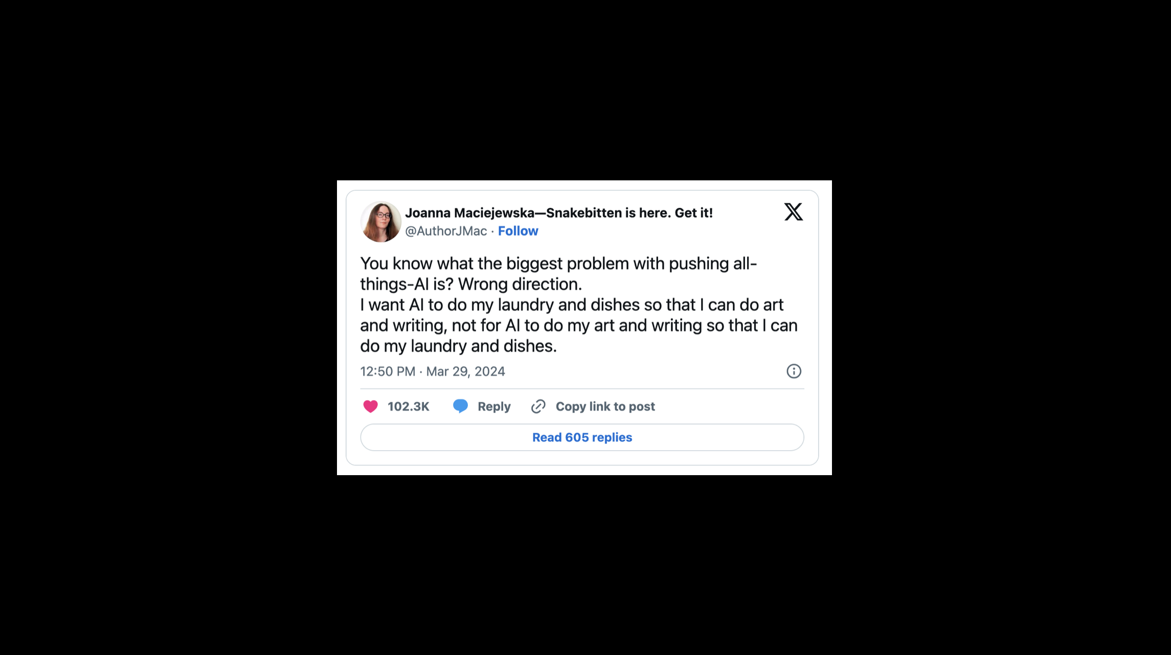 Joanna Maciejewska, post on X, 29 March 2024