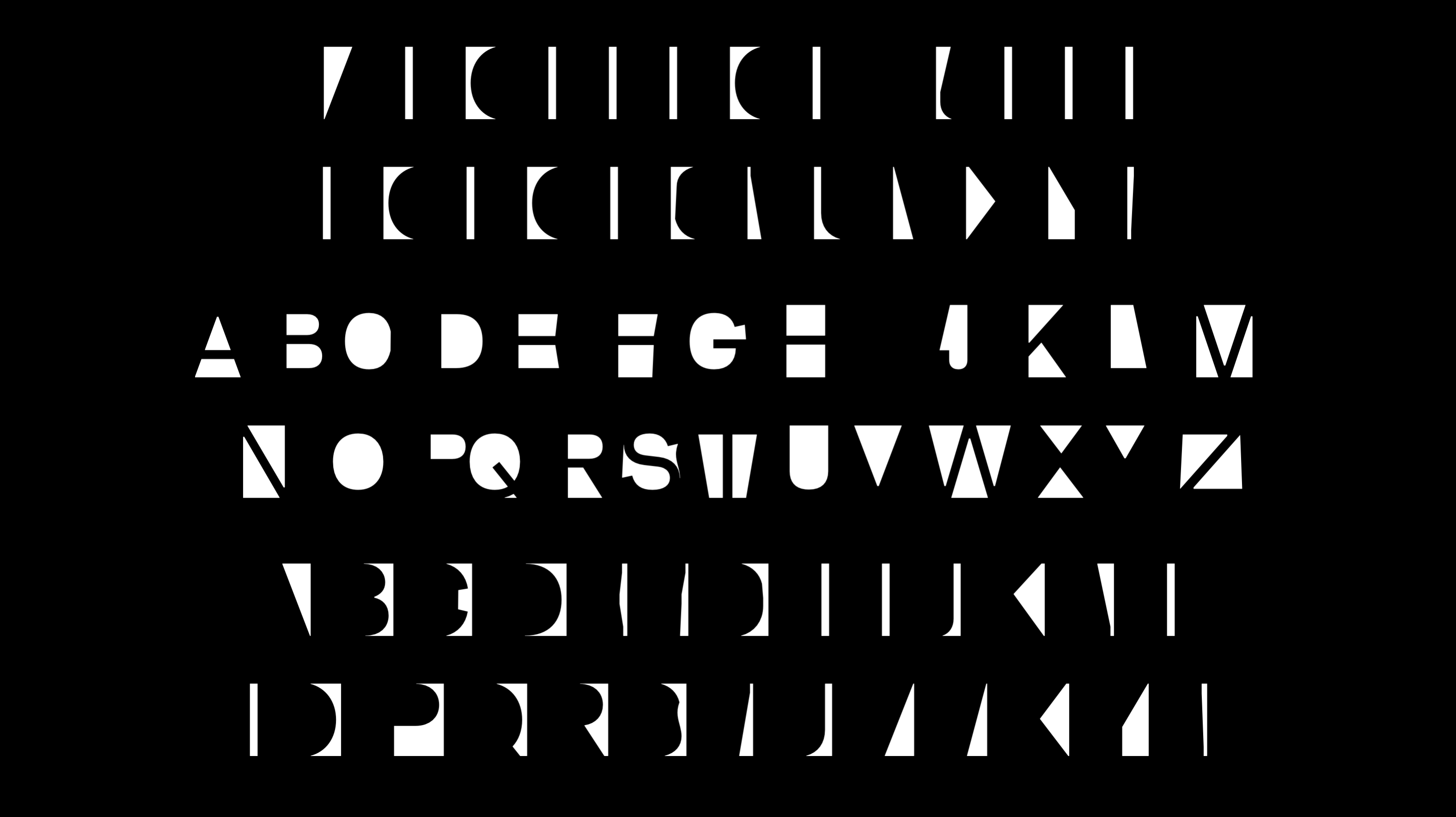 Minimal set of elements for an alphabet, with the shapes of before, inside and after